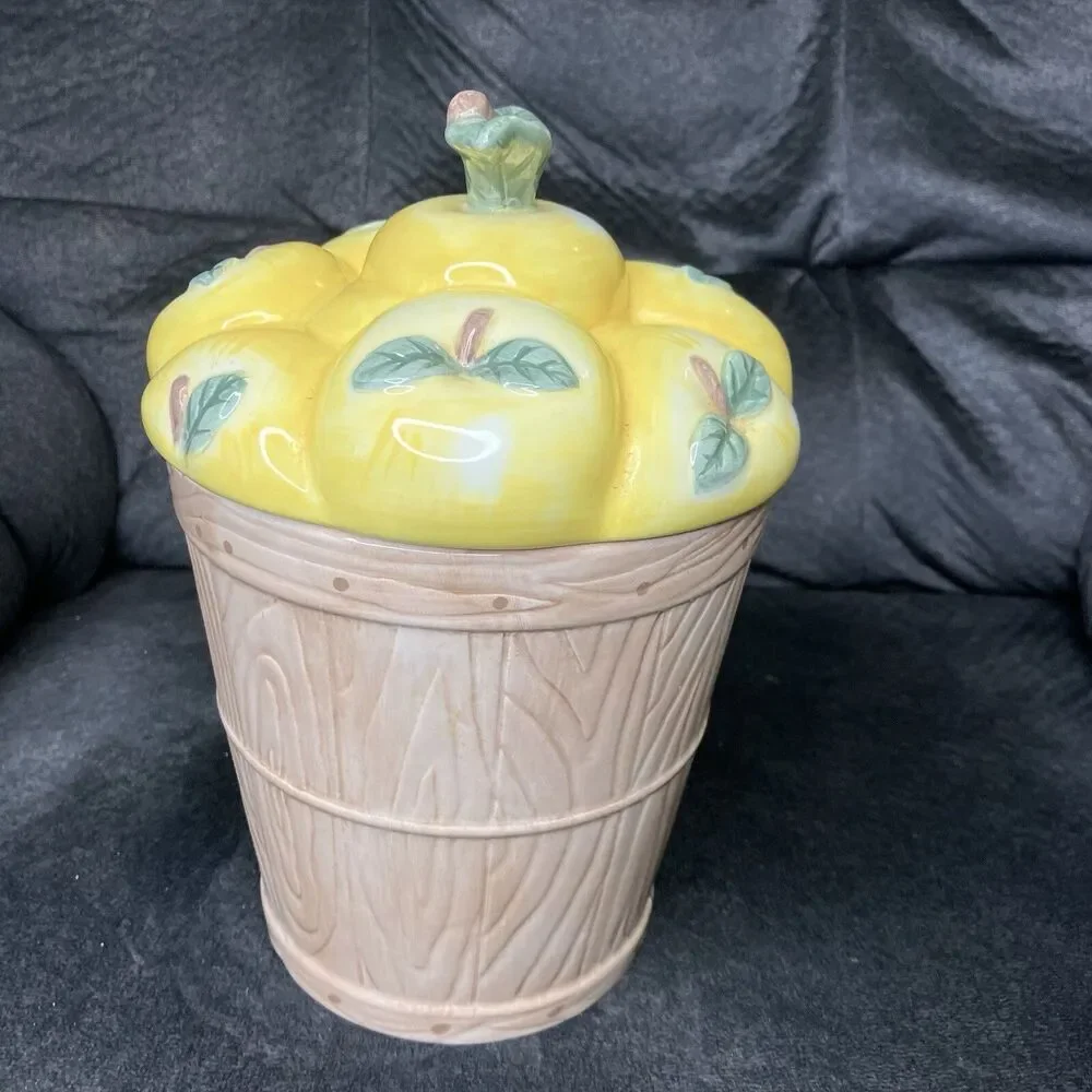 PFALTZGRAFF Ceramic Canister Golden Delicious Apples Cookie Jar Vintage